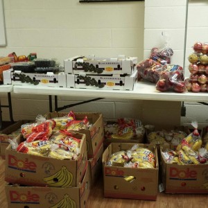 The church often receives thousands of pounds of produce gleaned from the local Costco.